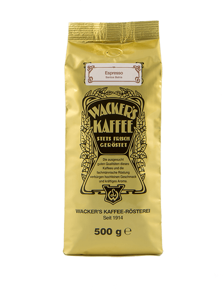 Wacker's Kaffee Espresso Santos Bahia in Goldtüte