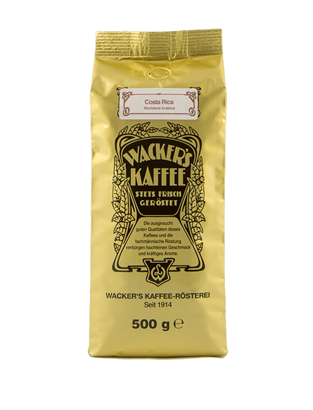 Wacker's Kaffee Costa Rica Hochland Arabcia in Goldtüte